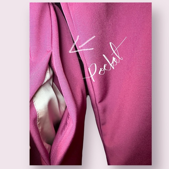 Women’s Fuchsia Pink Hooded Waterproof Button Up Peplum Rain Coat Dress - Picture 10 of 14